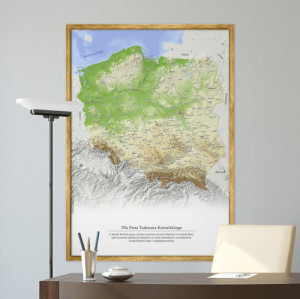 Mapa Polski w ramie (50 x 70 cm) dla emeryta - Trud pracy