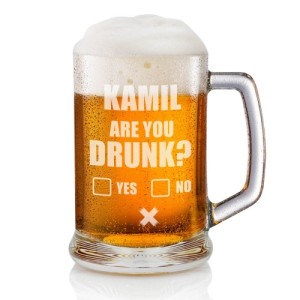 Szklany kufel do piwa z grawerem Are you drunk?