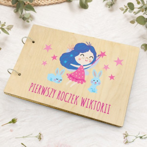 Album na zdjęcia drewniany z nadrukiem na roczek - Wróżka