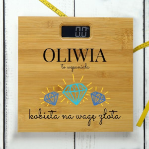 Waga bambusowa z nadrukiem - Waga złota