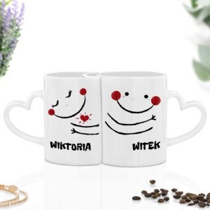 Kubki dla zakochanych z personalizacją - Uściski