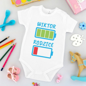 Body dziecięce r. 74 z nadrukiem dla chłopca - Bateria