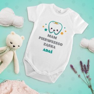 Body dziecięce r. 68 z personalizacją dla chłopca - Pierwszy ząbek