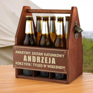 Skrzynka na piwo drewniana z otwieraczem - Zapasy na ciężkie czasy