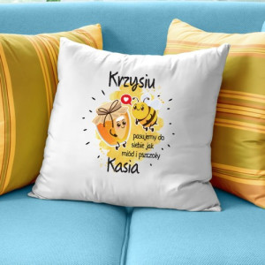 Poduszka z nadrukiem - Miód i Pszczoły