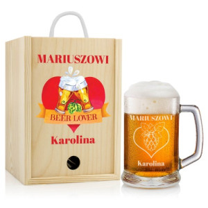 Kufel do piwa w skrzynce z nadrukiem - Beer Lover