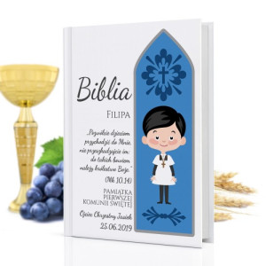 Biblia dla dzieci z nadrukiem na pamiątkę komunii - Pierwsza Eucharystia