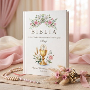 Biblia dla dzieci z nadrukiem na upominek na komunię - Boża Opatrzność
