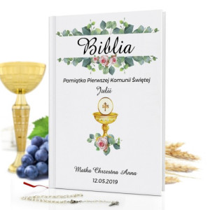 Biblia dla dzieci z nadrukiem na upominek na komunię - Boża Opatrzność