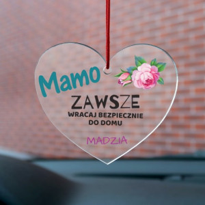Zawieszka do auta z nadrukiem - Mamo Zawsze Wracaj