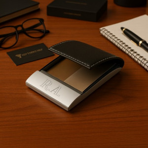 Wizytownik z grawerem inicjałów - Klasyczna czerń