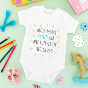 Body dziecięce r.68 z nadrukiem dla niemowlaka - Mama nie potrzebuje rad