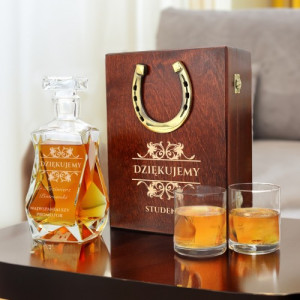 Karafka do whisky ze szklankami w pudełku dla promotora - Dziękujemy