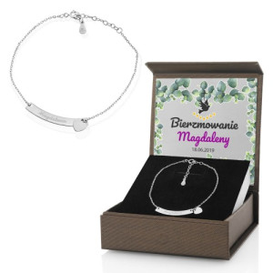 Srebrna bransoletka z grawerem na bierzmowanie - Serce