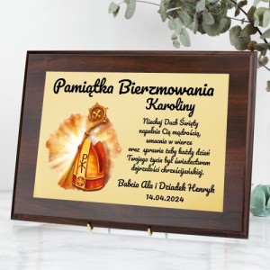 Certyfikat w drewnie z nadrukiem na bierzmowanie - Mitra Biskupia