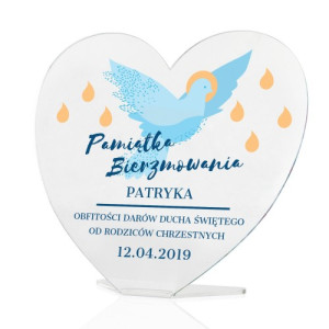 Statuetka serce na bierzmowanie z dedykacją - Obfitość Darów