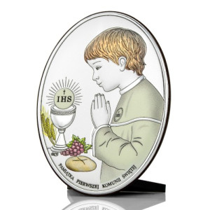 Obrazek na komunię z grawerem dedykacji - Chłopiec w Modlitwie