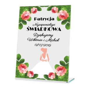 Statuetka z nadrukiem personalizacji dla świadkowej - Sukienka