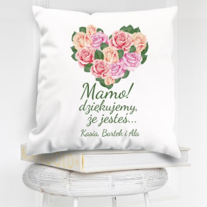 Poduszka z personalizacją dla mamy - Różane Serce
