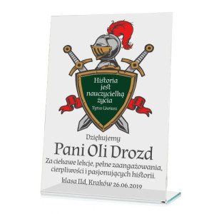 Statuetka dla nauczyciela historii z dedykacją - Zbroja Rycerska