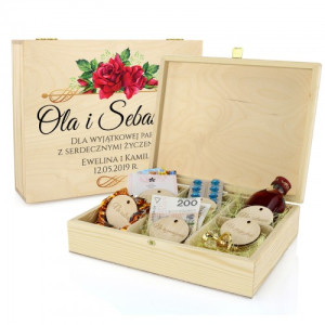 Personalizowana skrzynka na upominki dla młodej pary - Czerwone Róże