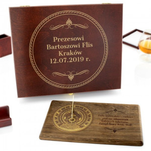 Ekskluzywny zegar słoneczny w skrzynce z grawerem dla prezesa - Elegancki