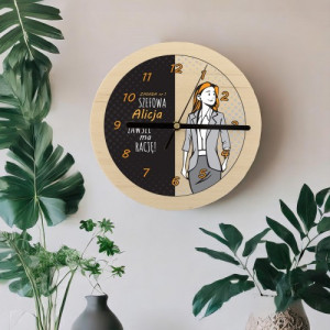 Zegar ścienny z nadrukiem dla szefowej - Złota Zasada