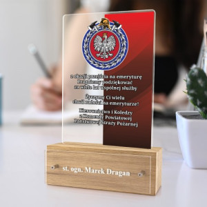 Statuetka z dedykacją dla strażaka emeryta - Hełm Strażacki