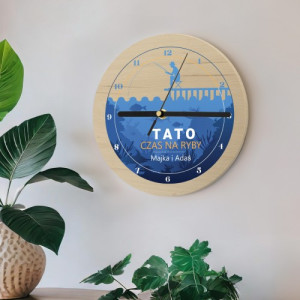 Zegar ścienny z nadrukiem na upominek dla taty - Czas na Ryby