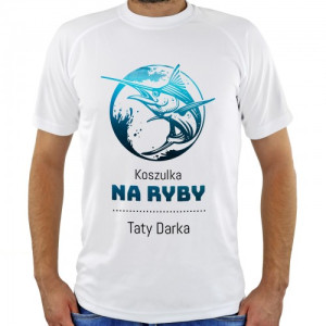 Koszulka biała z nadrukiem dla taty Rozmiar L - Na ryby