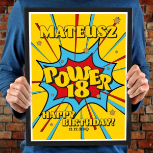 Plakat w ramce (30x40 cm) na 18 urodziny dla niego - Wystrzałowe Urodziny
