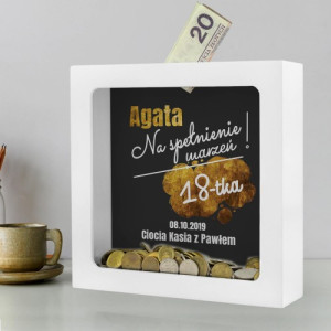 Skarbonka personalizowana z nadrukiem na 18 - Na spełnienie marzeń