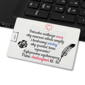 Pendrive z nadrukiem karta 32 GB na prezent dla wychowawcy - Serce