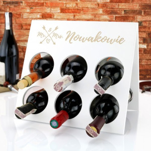 Stojak na wino z grawerem na ślub - Mr. & Mrs.