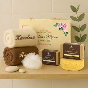 Zestaw kąpielowy w skrzynce z personalizacją na ślub - Od dzisiaj