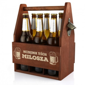 Drewniana skrzynka na piwo z otwieraczem dla teścia - Piwny Niezbędnik