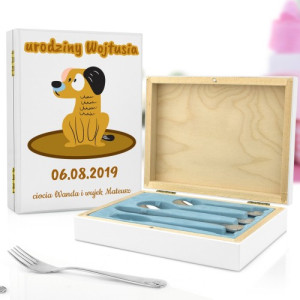 Sztućce dla dzieci z grawerem dla chłopca - Wesoły Piesek
