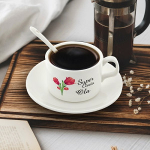 Filiżanka do kawy z nadrukiem dla cioci - Tulipany