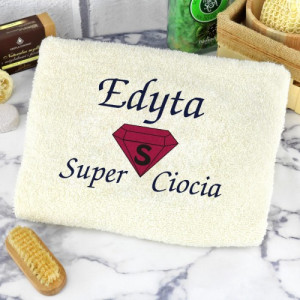 Ręcznik z haftem 70 x 140 na prezent dla cioci - Super Ciocia