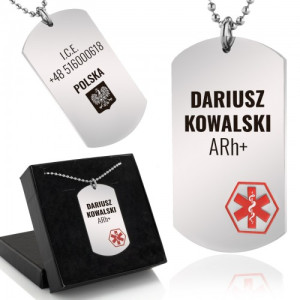 Nieśmiertelnik z grawerem dla medyka - Identyfikator