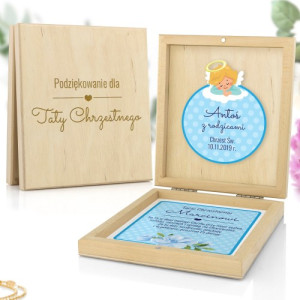 Pudełko na podziękowanie dla ojca chrzestnego - Aniołek we Śnie