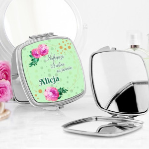 Lusterko kompaktowe z nadrukiem na upominek dla siostry - Dalie