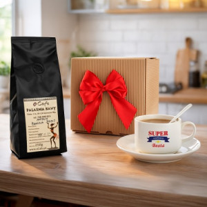 Filiżanka z nadrukiem i kawa na prezent dla szefowej - Super Szefowa