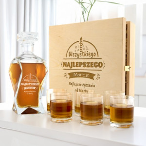 Karafka z grawerem i szklankami na urodziny dla niego - Urodzinowa Whisky