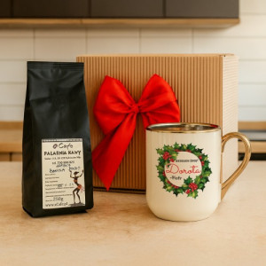 Kubek z nadrukiem i kawa na święta dla niej - Ostrokrzew