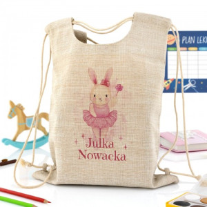 Plecak worek na buty do przedszkola z imieniem dla dziewczynki - Królisia