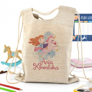 Plecak worek na buty do przedszkola z imieniem dla dziewczynki - Jednorożec