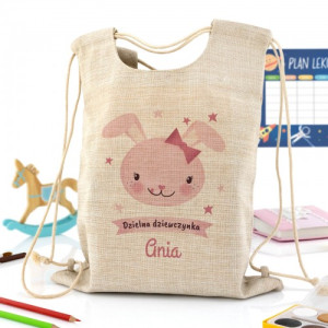 Plecak worek na buty do przedszkola z personalizacją imienia - Króliczek