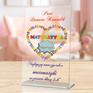 Statuetka dla nauczyciela matematyki z nadrukiem - Inspiracja