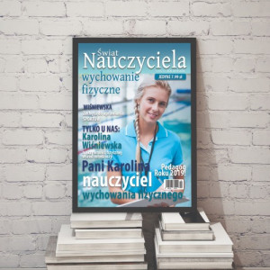 Okładka magazynu ze zdjęciem w ramie dla nauczyciela wf-u - Wzór sportowca